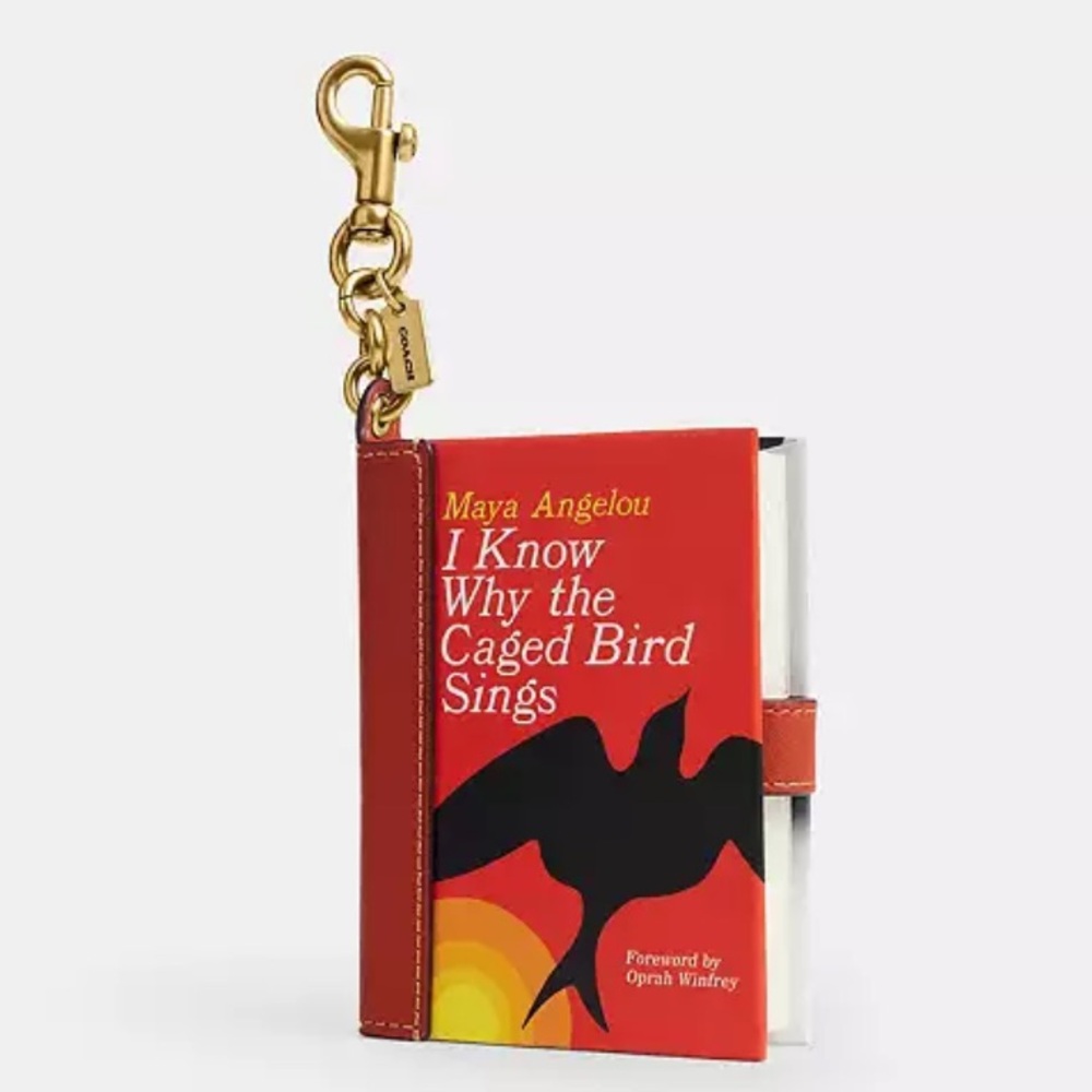 📚🦅📚 COACH I KNOW WHY THE CAGED BIRD SINGS BY MAYA ANGELOU BOOK BAG CHARM 📚🦅📚 NWT